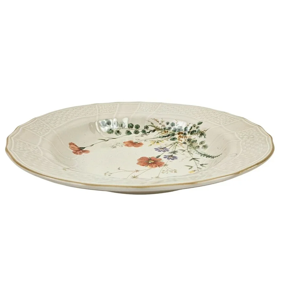 Mikasa Margaux Large Rim Soup Bowl Floral Embossed Basketweave Vintage Japan - Picture 8 of 10
